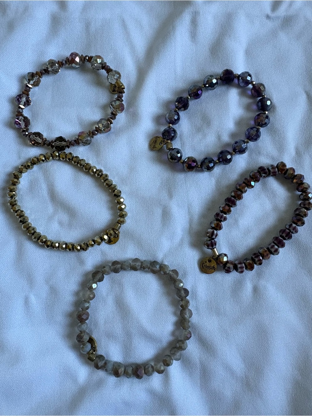 Erimish Charming Murano-Style Faceted Bead Bracelet - Purple & Gold Options